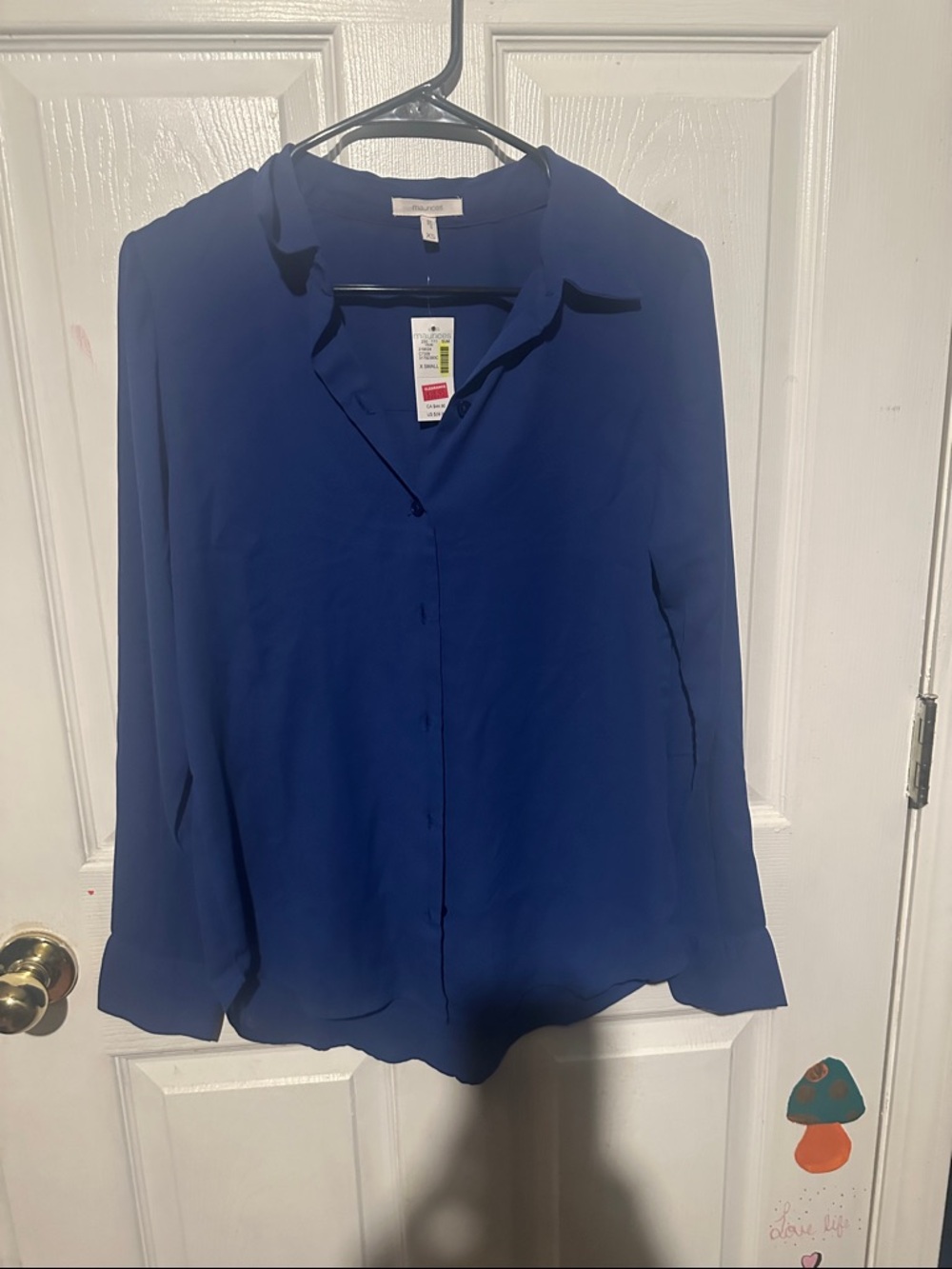 Maurices Women's Navy Blue Button-Down Shirt